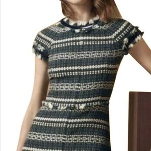 Tory Burch Green 'norfolk' Sequin Trim Tweed Dress